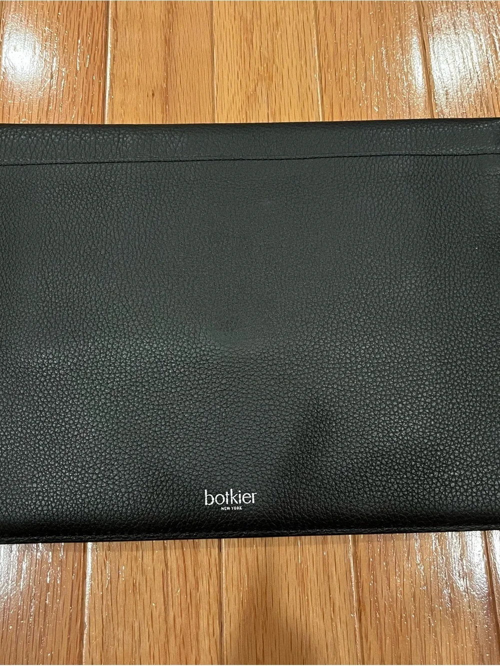 Botkier Black Leather Envelope Clutch with Silver Hardware